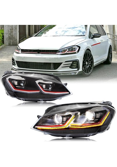 Volksvagen Golf 7.5 2017-2018-2019 Kayar Sinyalli Kırmızı J Ön Far