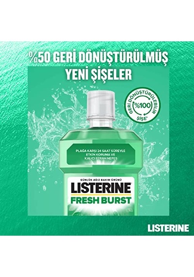 Listerine, Fresh Burst, Günlük Ağız Bakım Ürünü, Plak Oluşumu İle Savaşan Anti-bakteriyel Ağız Bakım Formülü, 250ml