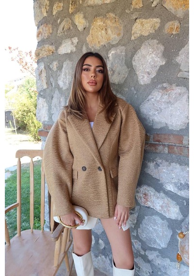 Alemdarshop Camel İki Düğmeli Manto