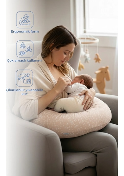 Babyjem Emzirme Ve Destek Minderi Somon Çiçek