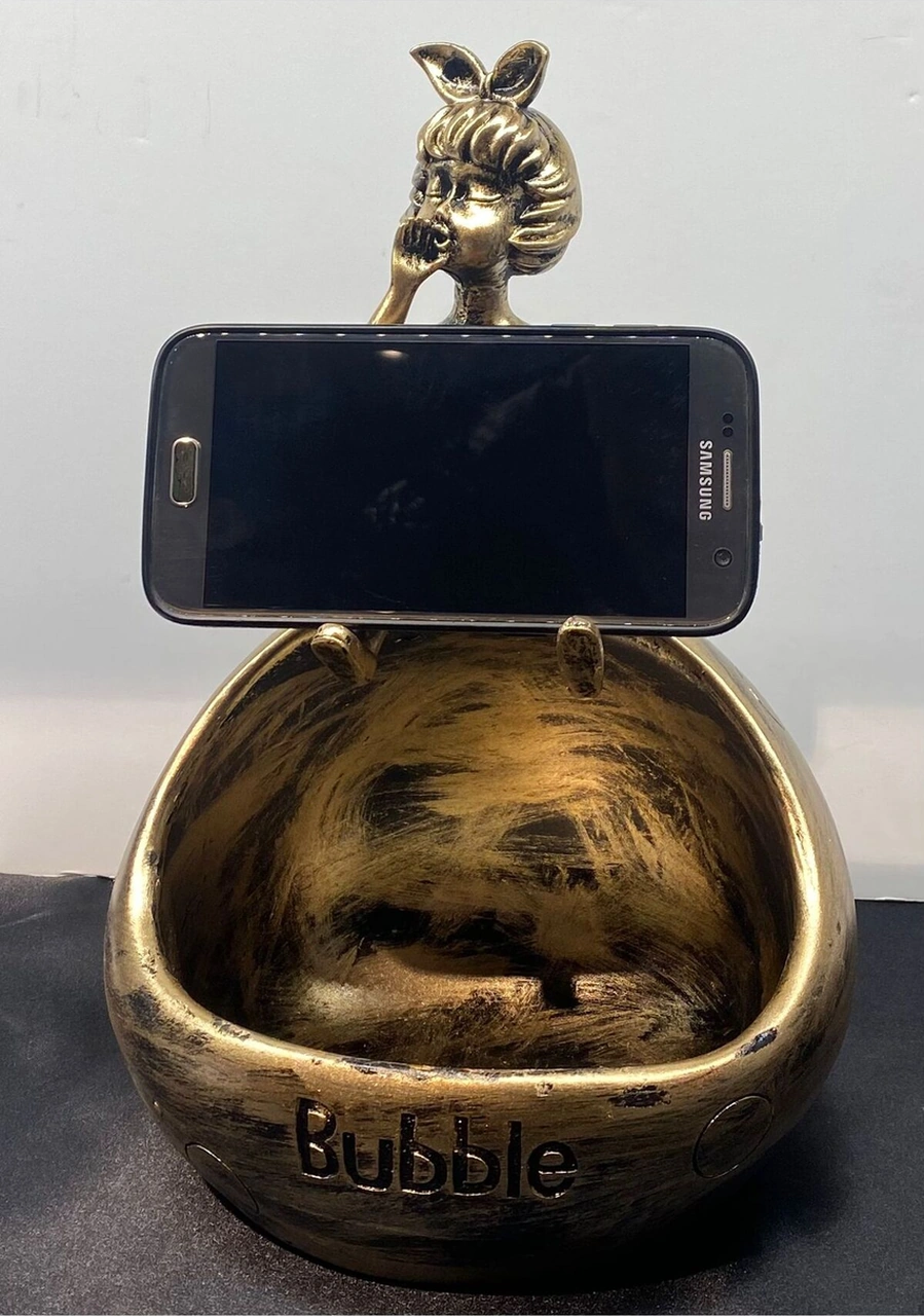 Dekoratif Polyester Çerezlik&telefonluk Biblo Gold Siyah Eskitme
