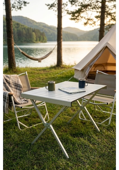 Baycamp Alüminyum Katlanır Ekstra Büyük Boy Kamp Masası Y:71xg:110xd:71 Cm Gri