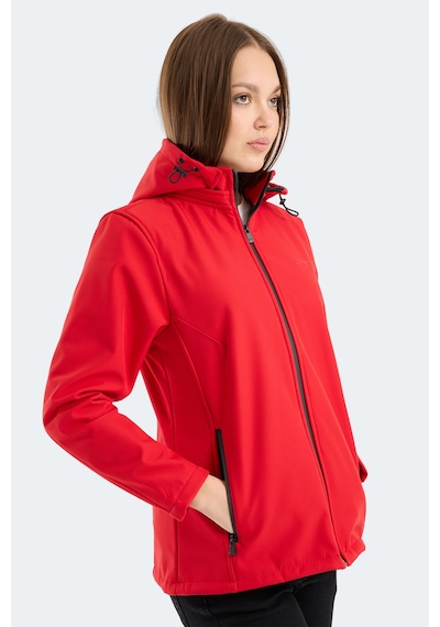 Slazenger Heat Control Kadın Çıkarılabilir Kapüşonlu Kırmızı Mont & Kaban Kırmızı