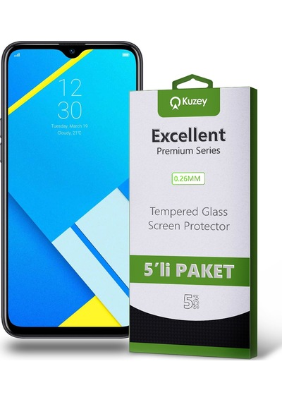 Realme C2 2020 ile Uyumlu Kırılmaz Temperli Ekran Koruyucu Cam Ekonomik 5'li Paket