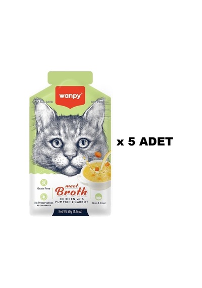 Kediler İçin Bal Kabağı & Havuçlu Tavuk Eti Çorbası 50 Gr X 5 Adet