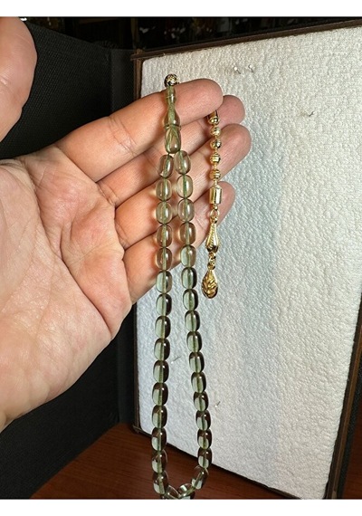 Sevgiliye Özel Hediye Ateş Kehribar Tesbih 7mm X 11 Kapsül Kesim Şeffaf H-1252.