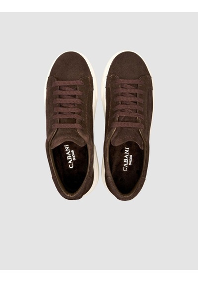 %100 Hakiki Süet Kahverengi Kürk Astarlı Bağcıklı Sneaker Ayakkabı Kahverengi