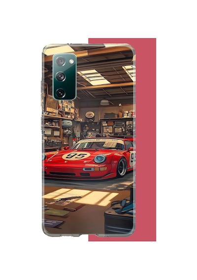 Samsung Galaxy S20 Fe Uyumlu Kırmızı Porsche Baskılı Silikon Kılıf Renkli