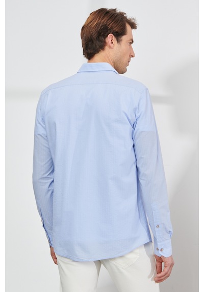 AC&Co / Altınyıldız Classics Erkek Mavı Slim Fit Dar Kesim Düğmeli Yaka %100 Pamuk Gömlek Mavı Mavi AC&Co / Altınyıldız Classics Erkek Mavı Slim Fit Dar Kesim Düğmeli Yaka %100 Pamuk Gömlek Mavı Mavi