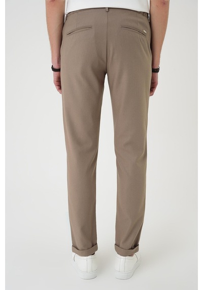 Efor Comfort Fit Beli Lastikli Dokulu Koyu Bej Jogger Pantolon P 1186 K.Bej