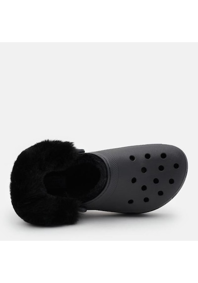Crocs Classic Platform Fuzz Lined Clog Black Terlik 212854-001 Siyah