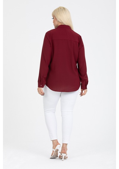 Pera Moda Jessica Büyük Beden Gömlek Bordo