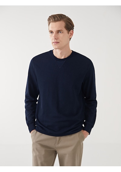 Lcwaıkıkı Classic Lacivert Bisiklet Yaka Uzun Kollu Erkek Sweatshirt