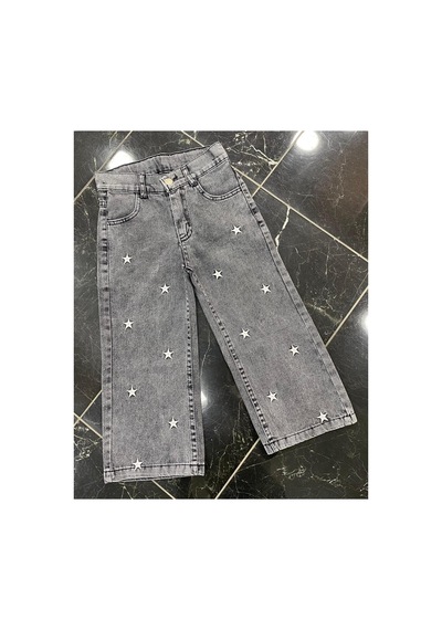 Erdem Kıds Kız Çocuk Jean Pantolon Palazzo Geniş Bol Paça Yıldız Nakışlı Kot Pantolon Gri Gri Erdem Kıds Kız Çocuk Jean Pantolon Palazzo Geniş Bol Paça Yıldız Nakışlı Kot Pantolon Gri Gri