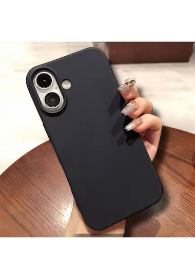 Apple Uyumlu iPhone 17 Kılıf Kamera Çıkıntılı Yumuşak Silikon İçi Kadife Lansman Kapak . Siyah