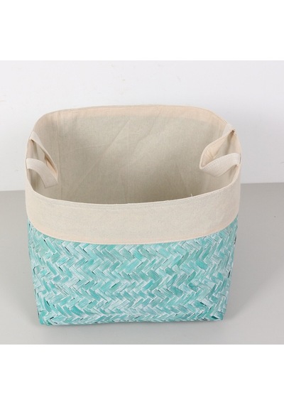 Humi 36x36x28 Cm Doğal Bambu L Sepet Mavi