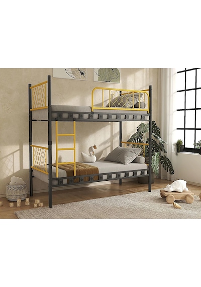 Dzgn Home Metis Genç Çocuk Yatak Odası Metal Ranza Ve Karyola - 90 X 200 Cm - Siyah 90 x 200 CM Dzgn Home Metis Genç Çocuk Yatak Odası Metal Ranza Ve Karyola - 90 X 200 Cm - Siyah 90 x 200 CM