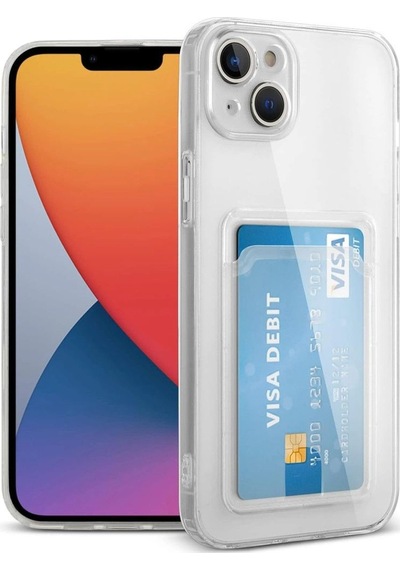 Apple İphone Uyumlu 14 Plus Kılıf Kart Şeffaf Silikon - Şeffaf Çok Renkli