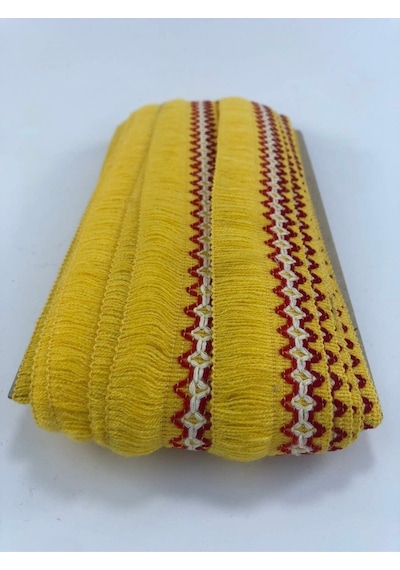 FdayAksesuar Sarı Kırmızı Detaylı Saçak Şerit Püskül 1 Metre En 4 Cm FRDY15309