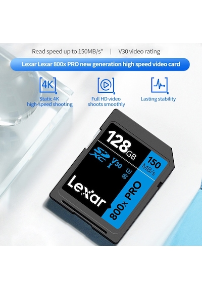 Sones Lexar Sd-800x Pro Yüksek Hızlı Sd Kart Slr Kamera Hafıza Kartı, Kapasite: 128 Gb