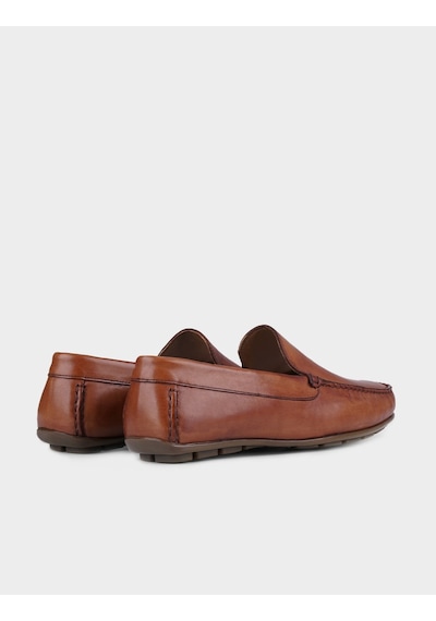 Hakiki Deri Taba Erkek Loafer Ayakkabı Taba