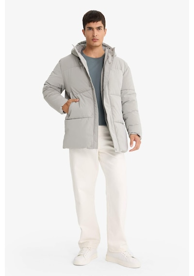 Defacto Su İtici Regular Fit Kapüşonlu Cepli Astarlı Rüzgar Geçirmez Fermuarlı Parka F0431ax25wngr454 Gri-gr454
