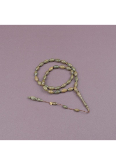 Yeşil Plesenk Ağacı Usta İşi İmzalı Beyzi Kesim 6.5x12mm Tesbih