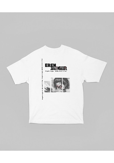 Sevbano Eren Jeager Attack On Titan Baskılı Unisex Oversize Anime Dizi Ka Beyaz