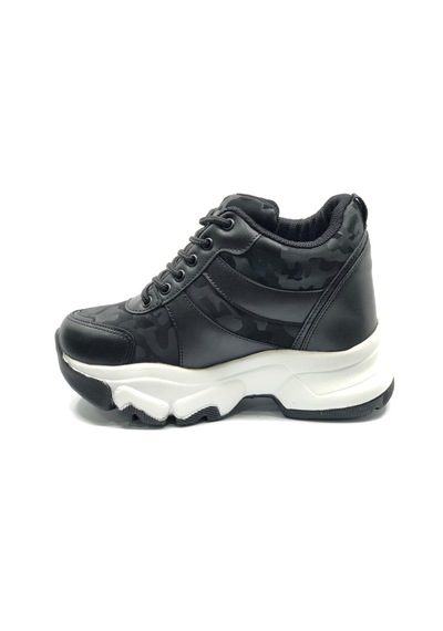 Filet 209 Gizli Topuklu Taban Sneaker Kadın Spor Ayakkabı Siyah