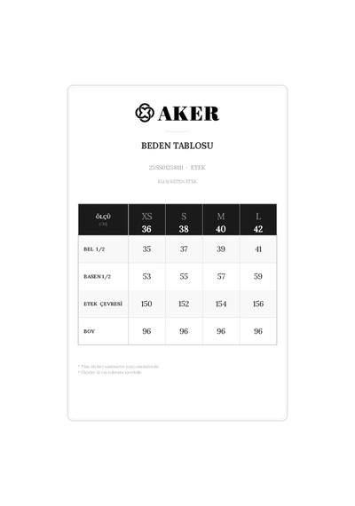 Aker Kloş Yırtmaçllı Keten Etek Beyaz Beyaz