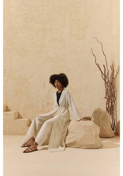 Aker Naturel Çizgili Kimono Naturel Naturel