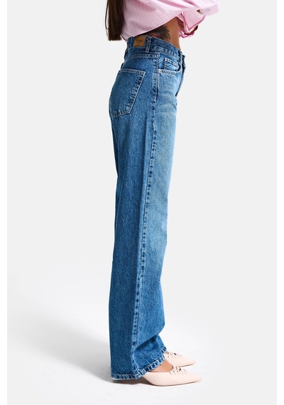 it's basic Kadın Mavi Lora 2s6-4 Loose Fit Orta Bel %100 Koton Denim Jean