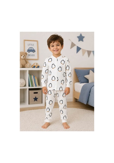 Melfa Erkek Çocuk Pijama Takımı Beyaz