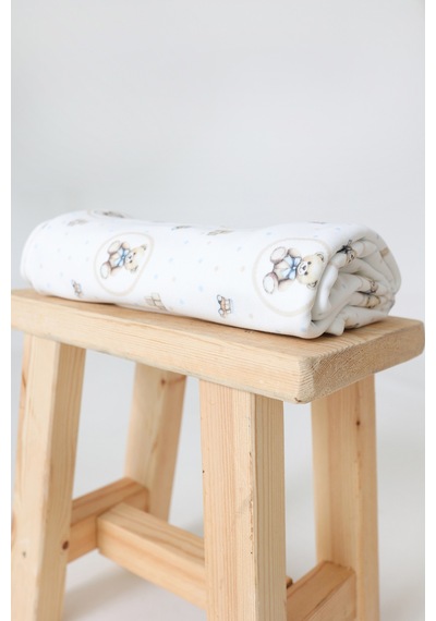 Esti Baby Teddy Bear Serisi %100 Pamuk Çift Taraflı Bebek ve Çocuk Battaniyesi 85x100 Cm Mavi