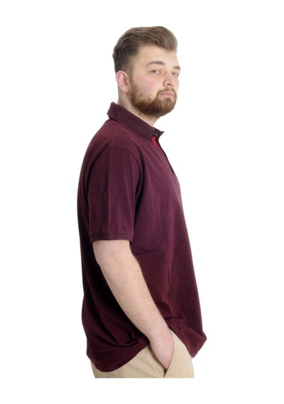 Mode Xl Büyük Beden Erkek T-Shirt Polo Ocean Journey 23319 Mürdüm 001