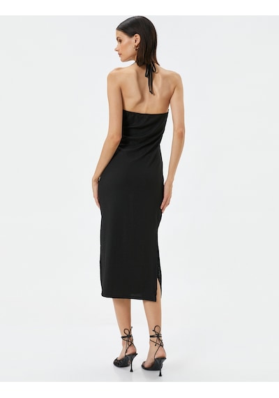 Koton Triko Elbise Midi Halter Yaka Yırtmaçlı Siyah 4sak80019ek 4SAK80019EK999 Koton Triko Elbise Midi Halter Yaka Yırtmaçlı Siyah 4sak80019ek 4SAK80019EK999