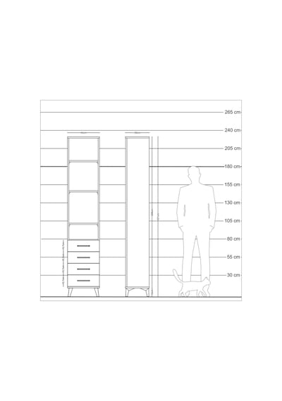 Arges Dolap 4 Raflı 4 Çekmeceli 44x30x221 Çam-çam Çam