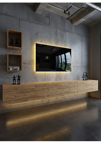 Resital Duvara Monte Ledli 270 Cm Tv Ünitesi Duvar Raflı - Ll6025 Atlantikçam