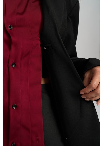 Mai Collection Mai Studios Co. Catroux Gömlek Yaka Detaylı Siyah Blazer Siyah