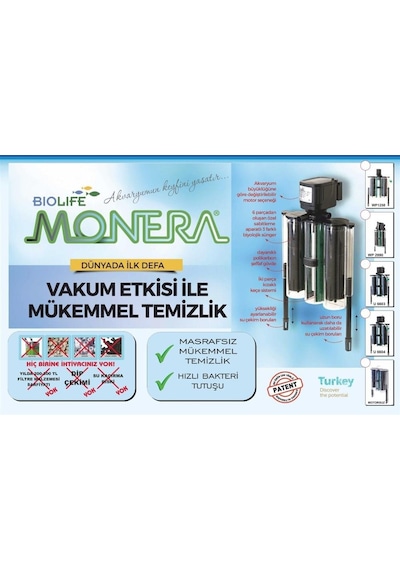 Biolife Monera Akvaryum İç Filtre Sistemi Sobo 3880 35W 2500 L/H