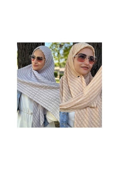 Aldaıyr 2 Adet - Jakarlı Caz Eşarp 120 X120 Pamuk Çok Renklig07-6