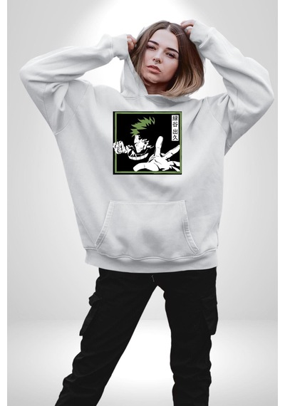 My Hero Academia Dabi Anime Kadın Erkek Beyaz Kapüşonlu Sweatshirt Hoodie Beyaz
