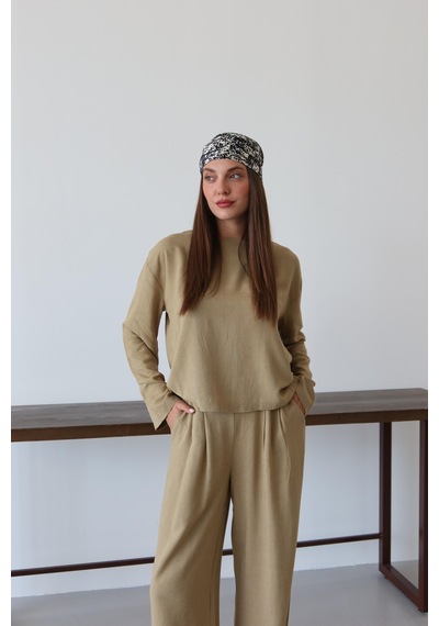 Laluvia Haki Marisol Bluz Pantolon Takım Haki