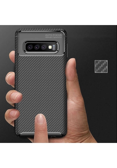 Samsung Galaxy Uyumlu S10 Kılıf Karbon Silikon Case