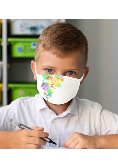 10 Adet Yıkanabilir Beyaz Çocuk Maske-15