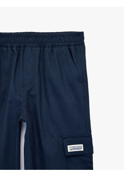 Koton Cep Detaylı Rahat Kesim Pamuklu Gabardin Jogger Pantolon Lacivert 7wkb40041tw