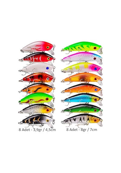 Valkyrie 59 Adet Karışık Minnow Crankbait Swimbait Rapala Sahte Yem Olta Seti Balık İğnesi