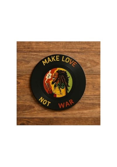 Bob Marley Make Love Not War Bardak Altlığı Retro Rasta Dekoratif Hediye, Bmar091204 124-Pembe