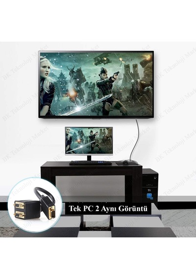 BK Teknoloji 2 Port Vga Çoklayıcı Vga Y Kablo - Vga Splitter Kablo