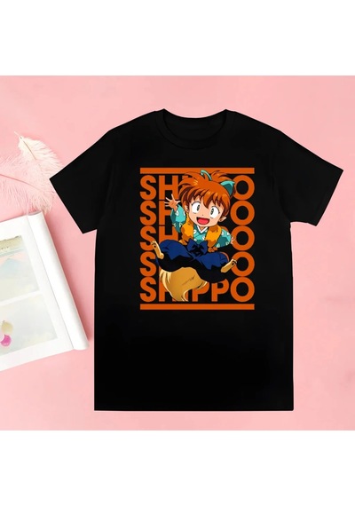 Startmore Siyah Inuyasha Yeni Baskı Tshirt Yaz Yenilik Siyah